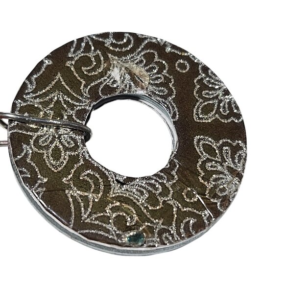 Boho Chunky Seed Beaded Necklace Engraved Donut Pendant Multi Strand Jewelry - Picture 5 of 7